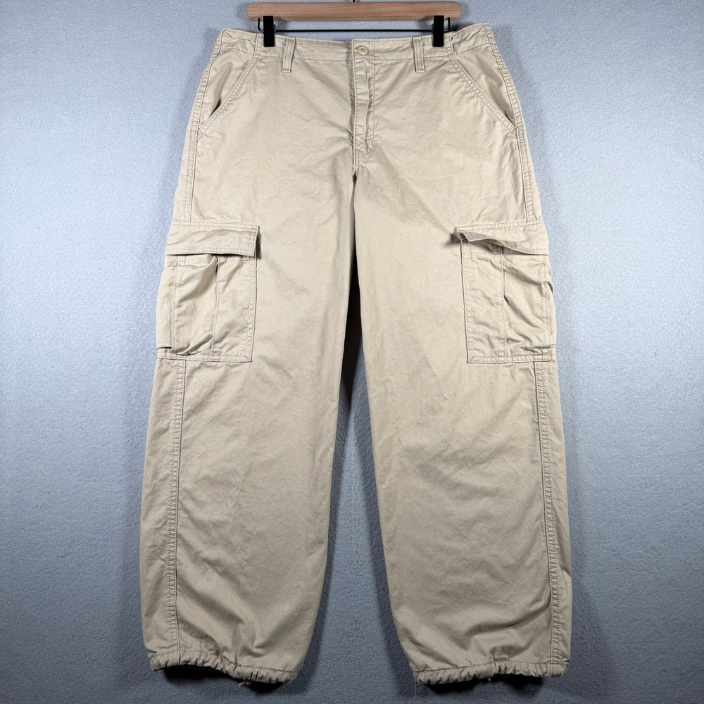 Levis 94 Baggy Cargo Pants Mens 32 Khaki Tan Wide Leg Utility A4707-0016